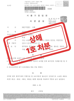 성특법 위반 및 폭행 사건 1호 처분 판결문 사례